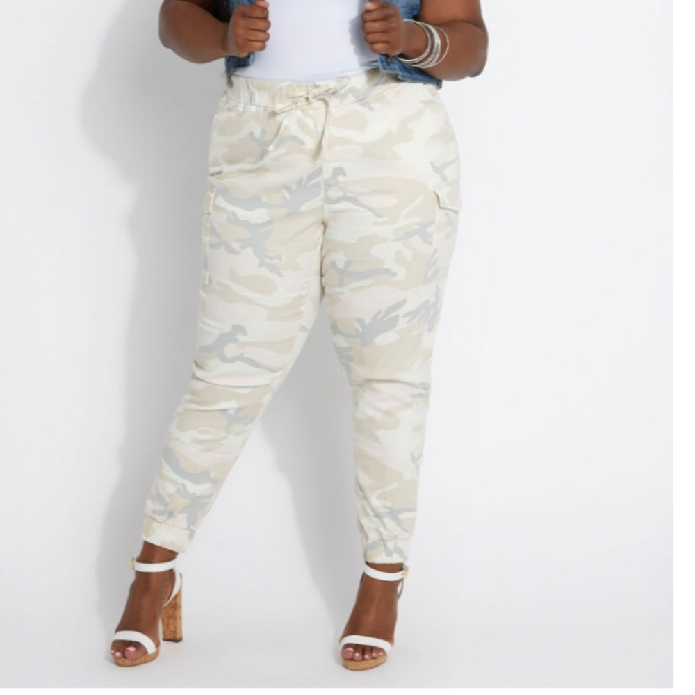 Highway jean (Ashley Stewart) pink/tan camo jogger
